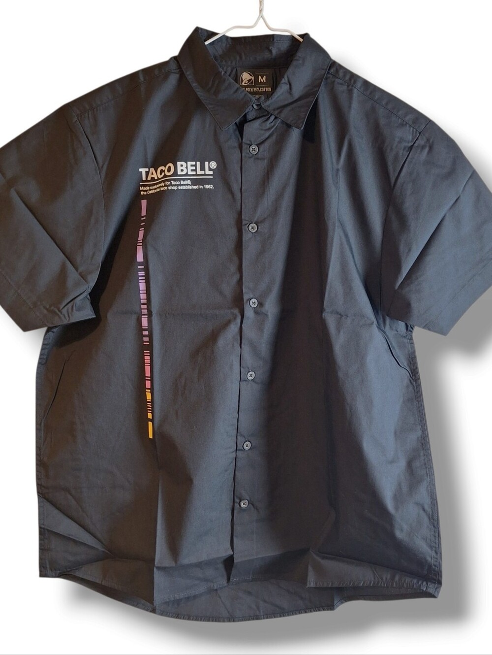 Taco Bell Mens Manager Shirt Size M Black Button Up Workwear Uniform